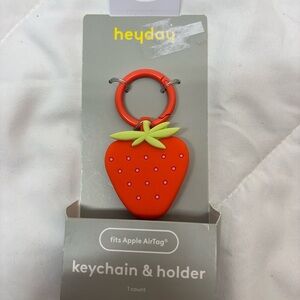 NWT heyday Red and Green Strawberry Keychain Holder Apple AirTag holder